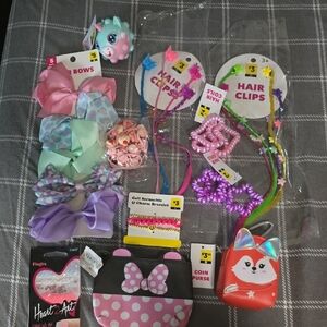 Colorful Hair Accessories and Coin Purse Bundle